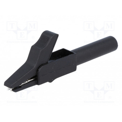 ; Crocodile clip; 15A; black; Grip capac: max.12mm; Socket size: 4mm; AXIOMET