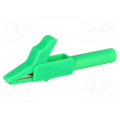; Crocodile clip; 15A; green; Grip capac: max.12mm; Socket size: 4mm; AXIOMET