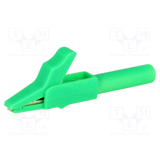 ; Crocodile clip; 15A; green; Grip capac: max.12mm; Socket size: 4mm; AXIOMET ; Crocodile clip; 15A; green; Grip capac: max.12mm; Socket size: 4mm; AXIOMET