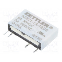 AZ921-1A-12DE; Relay: electromagnetic; SPST-NO; Ucoil: 12VDC; 5A/250VAC; 5A/30VDC; ZETTLER