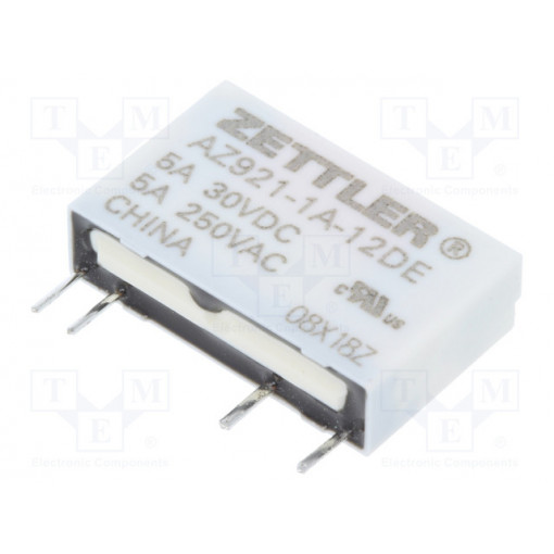 AZ921-1A-12DE; Relay: electromagnetic; SPST-NO; Ucoil: 12VDC; 5A/250VAC; 5A/30VDC; ZETTLER