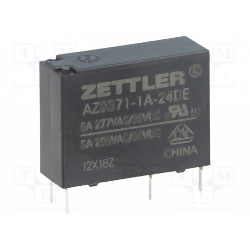 AZ9371-1A-24DE; Relay: electromagnetic; SPST-NO; Ucoil: 24VDC; 5A/277VAC; 5A/30VDC; ZETTLER