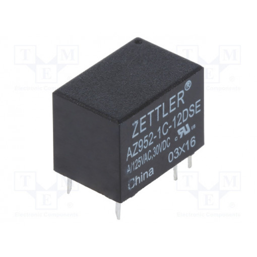 AZ952-1C-12DSE; Relay: electromagnetic; SPDT; Ucoil: 12VDC; 1A/125VAC; 1A/30VDC; 1A; ZETTLER