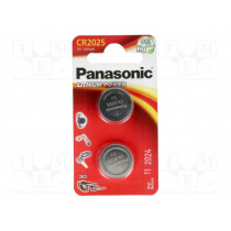 CR2025 B2; Battery: lithium; 3V; CR2025,coin; Batt.no: 2; Ø20x2.5mm; DURACELL