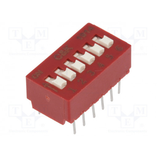 BD06; Switch: DIP-SWITCH; Poles number: 6; 0.1A/50VDC; Pos: 2; -40÷85°C; C&K
