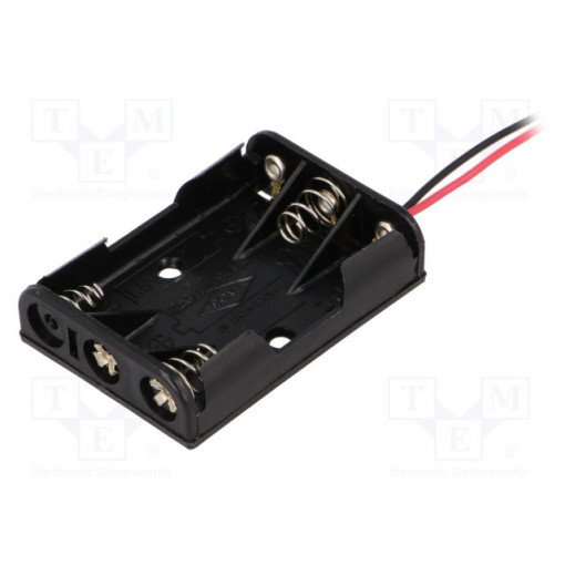 BH-431-1A; Holder; Leads: cables; Size: AAA,R3; Batt.no: 3; Colour: black; 150mm; COMF