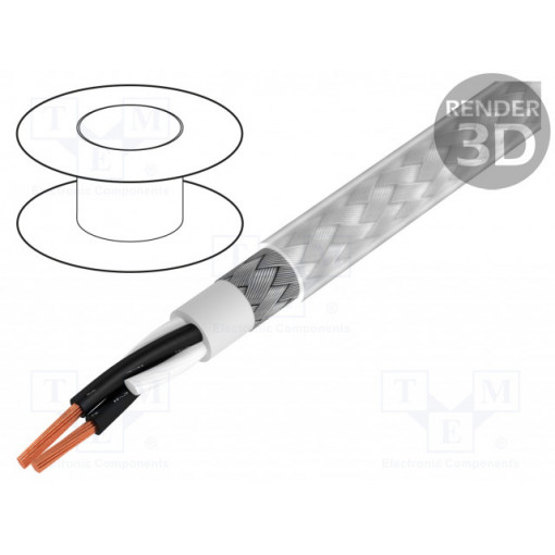 S54300; Wire; BiT 500 CY; 2x0,5mm2; tinned copper braid; PVC; transparent; BITNER