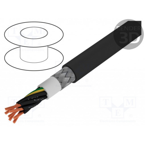 S66599; Wire; BiT 1000 CY FR; 7G1mm2; tinned copper braid; PVC; black; BITNER