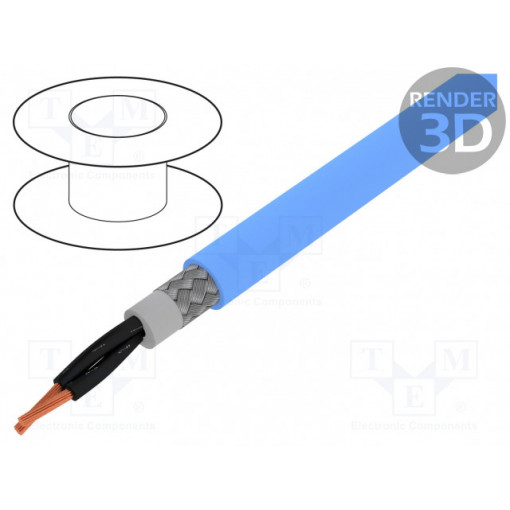 SI0185; Wire; IB-BIT 500 CY; 2x1mm2; tinned copper braid; PVC; blue; BITNER