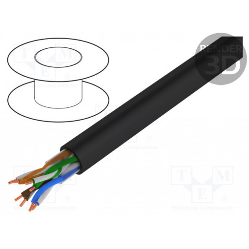 TI0012; Wire; BiTLAN U/UTP; 5e; solid; Cu; 4x2x24AWG; PE; black; 6.2mm; BITNER