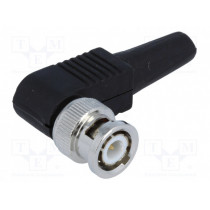 ; Plug; BNC; male; with strain relief; angled 90°; 50Ω; for cable; 