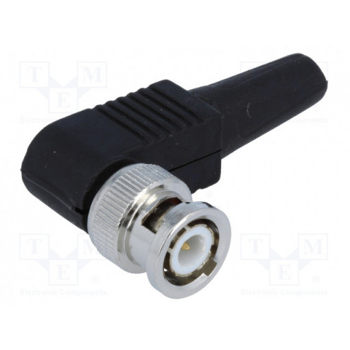 ; Plug; BNC; male; with strain relief; angled 90°; 50Ω; for cable; 