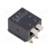 BPA02SB; Switch: DIP-SWITCH; Poles number: 2; 0.1A/5VDC; Pos: 2; -20÷85°C; C&K