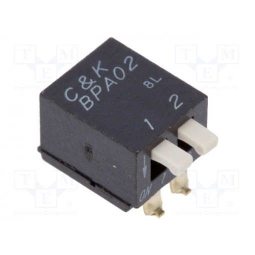 BPA02SB; Switch: DIP-SWITCH; Poles number: 2; 0.1A/5VDC; Pos: 2; -20÷85°C; C&K