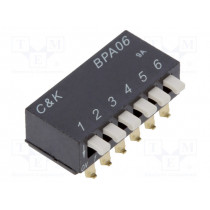 BPA06SB; Switch: DIP-SWITCH; Poles number: 6; 0.1A/5VDC; Pos: 2; -20÷85°C; C&K