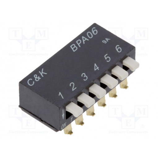 BPA06SB; Switch: DIP-SWITCH; Poles number: 6; 0.1A/5VDC; Pos: 2; -20÷85°C; C&K
