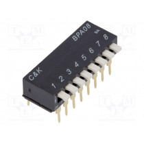 BPA08B; Switch: DIP-SWITCH; Poles number: 8; 0.1A/5VDC; Pos: 2; -20÷85°C; C&K