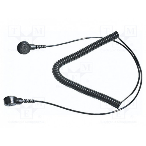 9-342-2; Coiled ground cord with press stud; ESD; 2.4m; 25g; BERNSTEIN 9-342-2; Coiled ground cord with press stud; ESD; 2.4m; 25g; BERNSTEIN