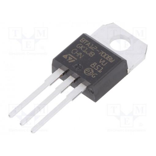BTA12-700BWRG; Triac; 700V; 12A; 50mA; THT; Snubberless™; tube; TO220AB; STMicroelectronics