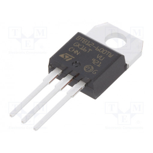 BTB12-600TWRG; Triac; 600V; 12A; 5mA; THT; logic level; tube; TO220AB; STMicroelectronics