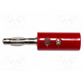 BU-00249-2; Plug; 4mm banana; 15A; 1kVAC; red; 43mm; Plating: nickel plated; MUELLER ELECTRIC