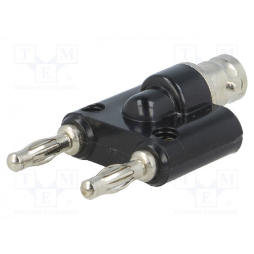 BU-00260; 4mm banana; BNC socket,banana 4mm plug x2; double; 53mm; MUELLER ELECTRIC