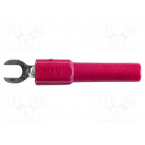 BU-30211A-2; Fork terminals; banana 4mm plug,fork terminal; 36A; red; 43mm; MUELLER ELECTRIC