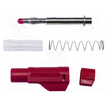 BU-32614-2; Plug; 4mm banana; 20A; 1kVAC; red; Mounting: soldered; Mat: brass; MUELLER ELECTRIC