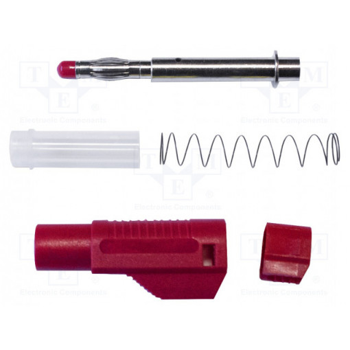 BU-32614-2; Plug; 4mm banana; 20A; 1kVAC; red; Mounting: soldered; Mat: brass; MUELLER ELECTRIC