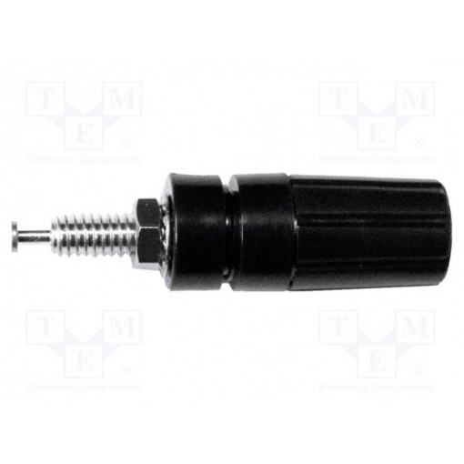 BU-P3760-0; Socket; 4mm banana; 15A; 2.5kV; black; nickel plated; on panel; MUELLER ELECTRIC