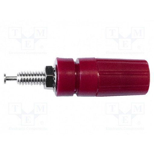 BU-P3760-2; Socket; 4mm banana; 15A; 2.5kV; red; nickel plated; on panel; MUELLER ELECTRIC