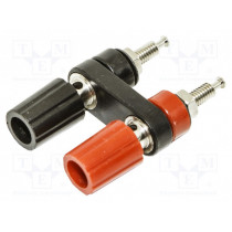 BU-P4243-0; Socket; 4mm banana; 15A; 1kVDC; black; tinned; screw,panel; double; MUELLER ELECTRIC