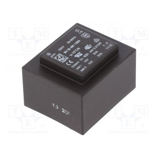 BV EI 481 1324; Transformer: encapsulated; 10VA; 230VAC; 15V; 15V; 333mA; 333mA; HAHN