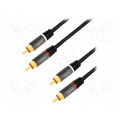 CA1201; Cable; RCA plug,both sides; 0.5m; Plating: gold-plated; black; LOGILINK