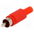 ; Plug; RCA; male; with strain relief; straight; soldering; red;  ; Plug; RCA; male; with strain relief; straight; soldering; red;
