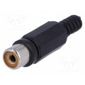 ; Plug; RCA; female; with strain relief; straight; soldering; black;  ; Plug; RCA; female; with strain relief; straight; soldering; black;