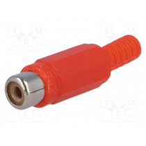 ; Plug; RCA; female; with strain relief; straight; soldering; red; 