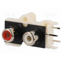 ; Socket; RCA; female; double deck; angled 90°; THT; No.of sockets: 2; 