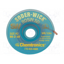 SW80-2-10; Tape: desoldering; rosin,No Clean; W: 1.5mm; L: 3m; CHEMTRONICS SW80-2-10; Tape: desoldering; rosin,No Clean; W: 1.5mm; L: 3m; CHEMTRONICS