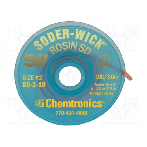 SW80-2-10; Tape: desoldering; rosin,No Clean; W: 1.5mm; L: 3m; CHEMTRONICS SW80-2-10; Tape: desoldering; rosin,No Clean; W: 1.5mm; L: 3m; CHEMTRONICS