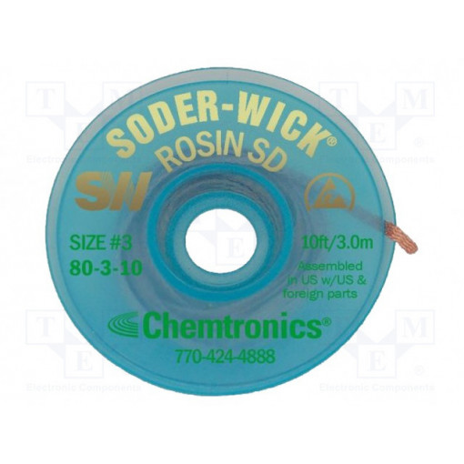 SW80-3-10; Tape: desoldering; rosin,No Clean; W: 2mm; L: 3m; CHEMTRONICS SW80-3-10; Tape: desoldering; rosin,No Clean; W: 2mm; L: 3m; CHEMTRONICS