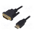CH0013; Cable; DVI-D (18+1) plug,HDMI plug; 3m; black; LOGILINK