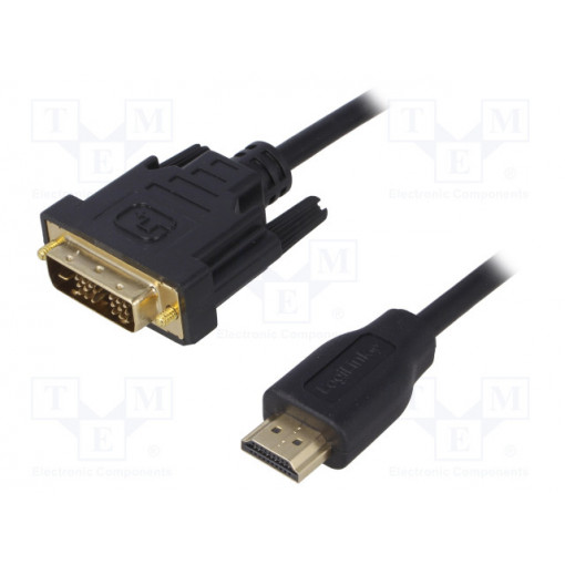 CH0013; Cable; DVI-D (18+1) plug,HDMI plug; 3m; black; LOGILINK