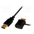 CH0081; Adapter cable; HDMI 1.3,HDMI 1.4; 0.5m; black,beige-white; LOGILINK