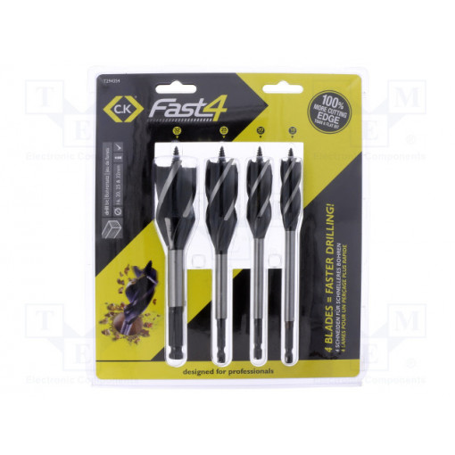 T2943S4; Drill set; Application: for wood,for chipboard; Pcs: 4; for wood; C.K