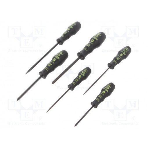 T4741ESD; Kit: screwdrivers; Pcs: 6; Pozidriv®,slot; ESD; C.K
