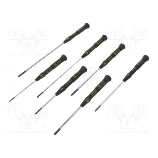 T4883XESD; Kit: screwdrivers; Pcs: 7; precision; Phillips,slot; ESD; C.K