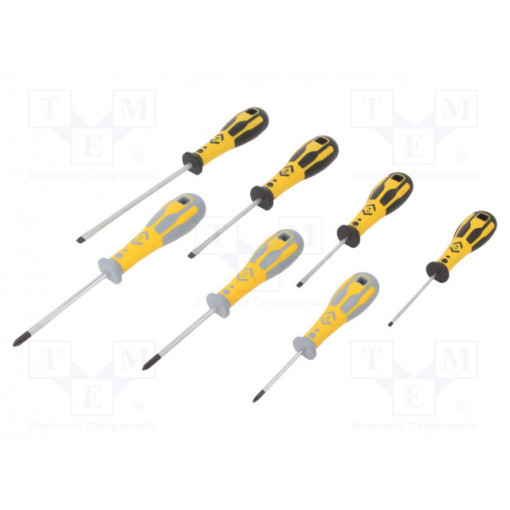 T49162D; Kit: screwdrivers; Pcs: 7; Phillips,slot; C.K