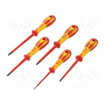 T49183D; Kit: screwdrivers; Pcs: 5; insulated; 1kVAC; Pozidriv®,slot; C.K