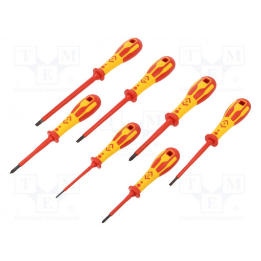 T49192D; Kit: screwdrivers; Pcs: 7; insulated; 1kVAC; Phillips,slot; C.K